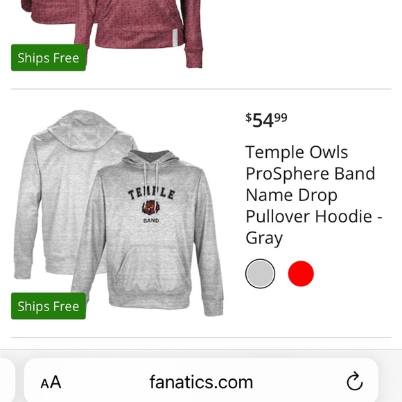 NWOT Colosseum TEMPLE OWLS Pullover Hoodie Black Maroon Red and White $20 - Picture 8 of 8